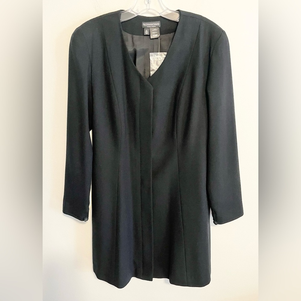 NWT J. Peterman Women’s Wool Blazer Jacket Coat in Black. Button Front. Size 10